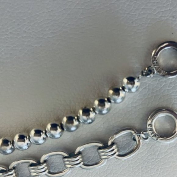 Estate Designer Signed CHAPS Silver Tone Link Chain Bracelets - Picture 5 of 8